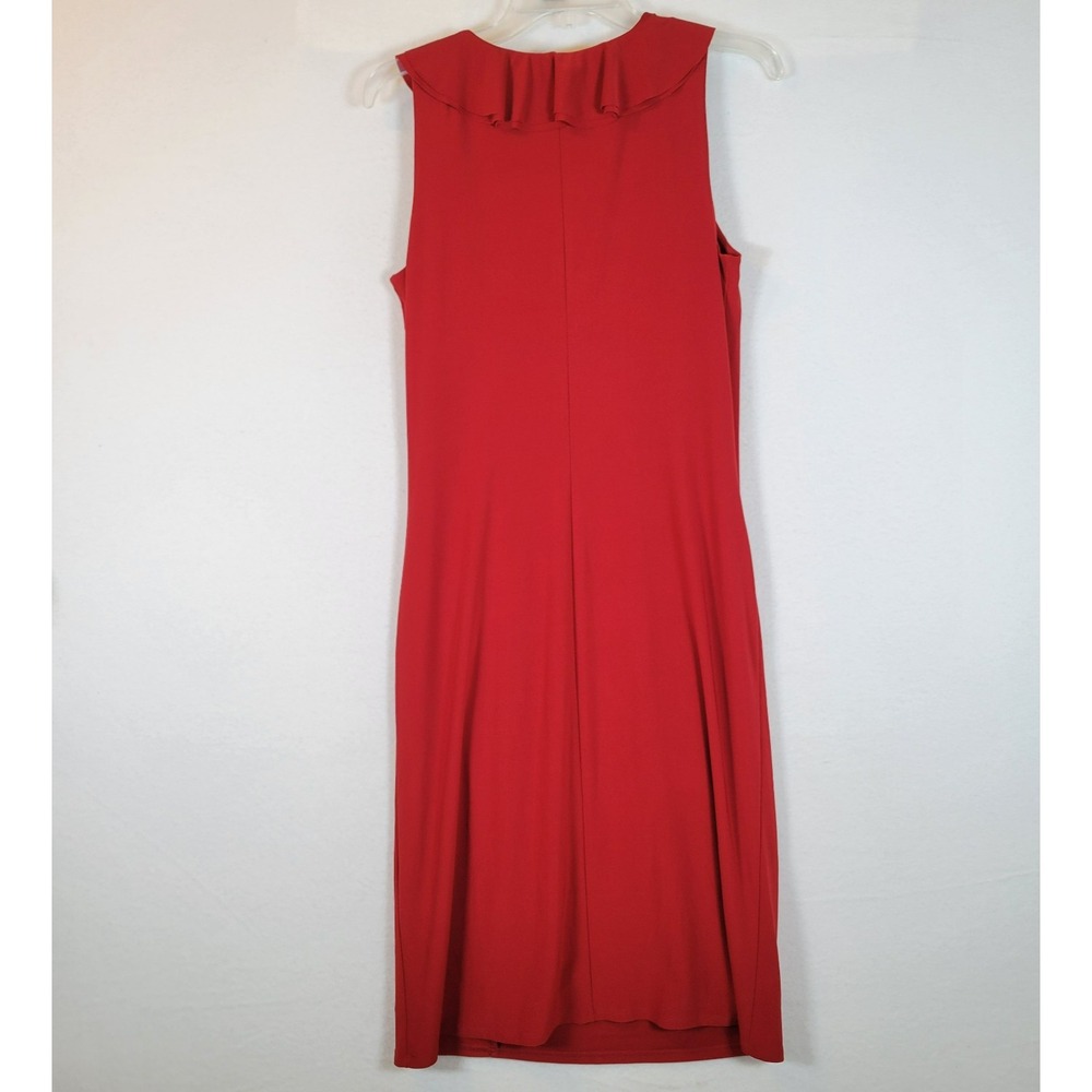 Lauren Ralph Lauren Womens Faux Wrap Ruffle Midi Dress Size 12 Red Holiday Love - Picture 7 of 8
